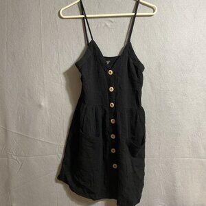 YFB Spaghetti Strap V-Neck‎ Women's A-Line Dress Brown 100% Cotton Size XS